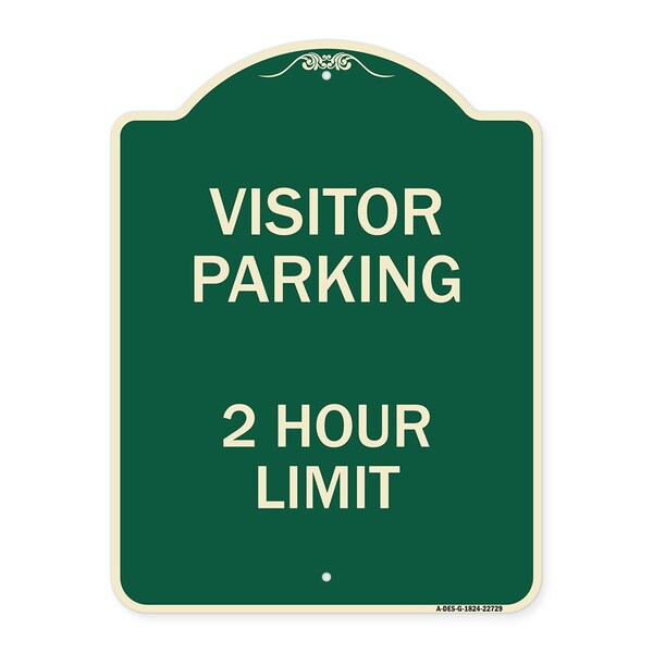 Visitor Parking Visitor Parking 2 Hour Limit Heavy-Gauge Aluminum Sign, 24" x 18", G-1824-22729